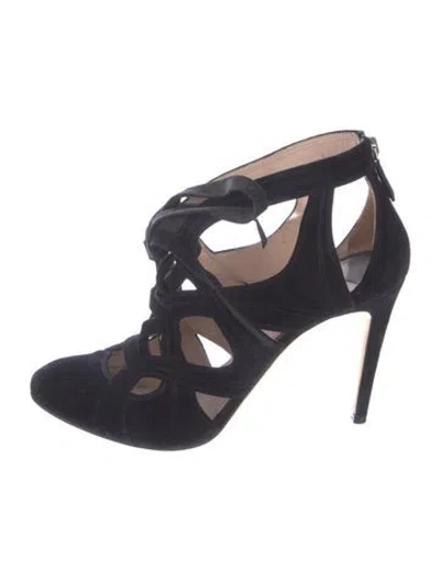 Pre-owned Miu Miu Suede Cutout Accent Pumps In Blue