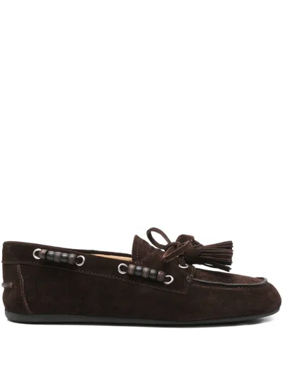 Miu Miu Miu-style Suede Loafers With Rubber Sole In Brown