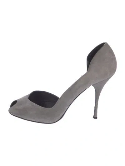 Pre-owned Miu Miu Suede D'orsay Pumps In Gray