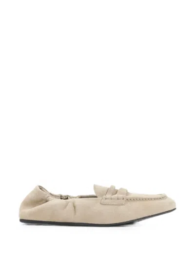 Miu Miu Suede Elasticated Loafers In Brown