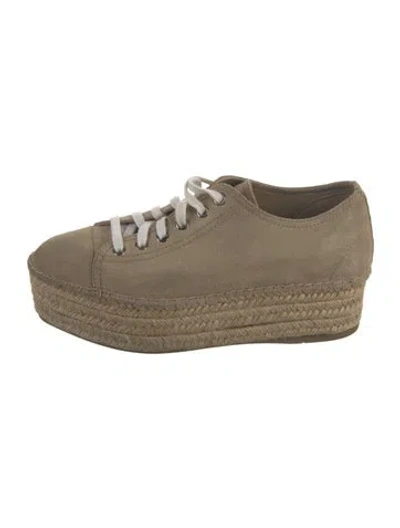 Pre-owned Miu Miu Suede Espadrille Sneakers In Neutral