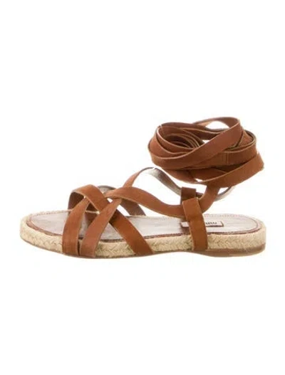 Pre-owned Miu Miu Suede Espadrilles In Brown