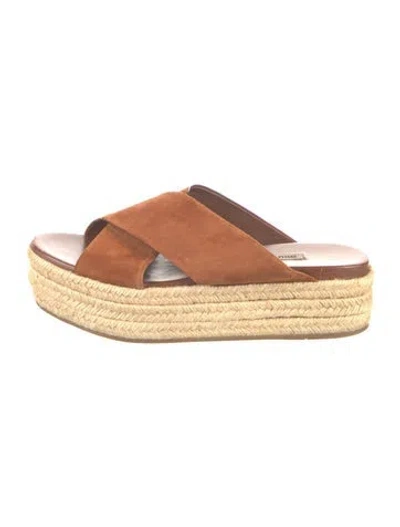 Pre-owned Miu Miu Suede Espadrilles In Brown