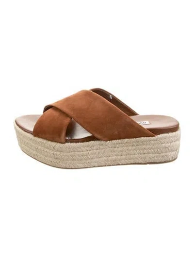 Pre-owned Miu Miu Suede Espadrilles In Brown