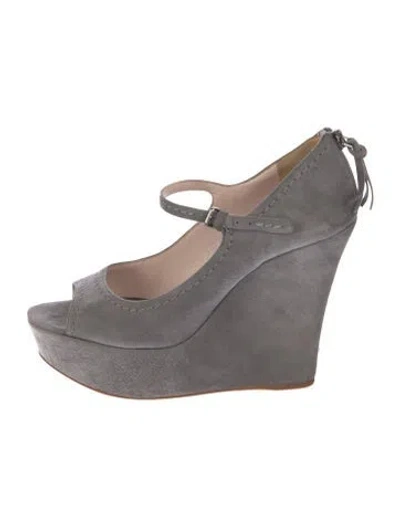 Pre-owned Miu Miu Suede Espadrilles In Gray