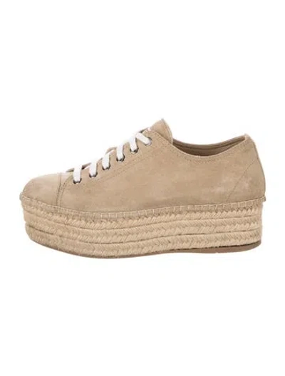 Pre-owned Miu Miu Suede Espadrilles In Neutral