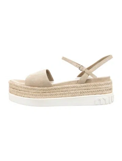 Pre-owned Miu Miu Suede Espadrilles In Neutral