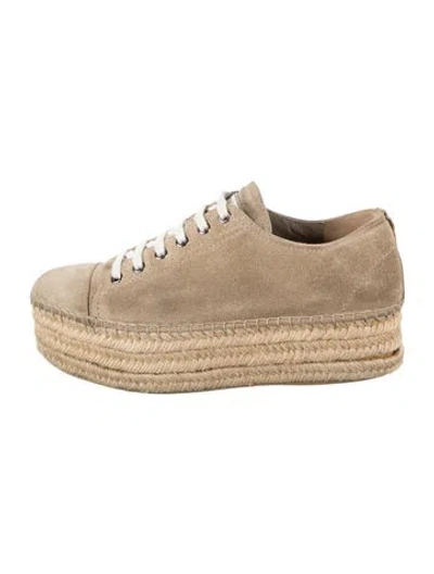 Pre-owned Miu Miu Suede Espadrilles In Neutrals