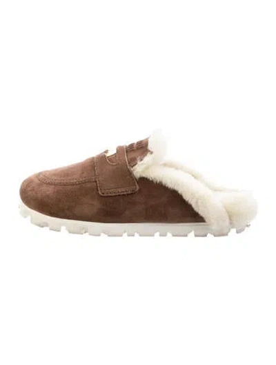 Pre-owned Miu Miu Suede Faux Fur Trim Mules In Multi