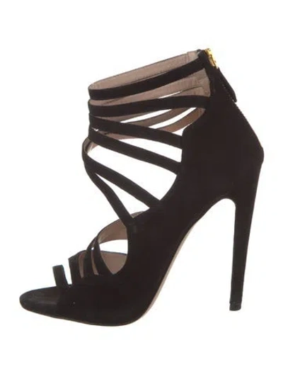 Pre-owned Miu Miu Suede Gladiator Sandals In Black
