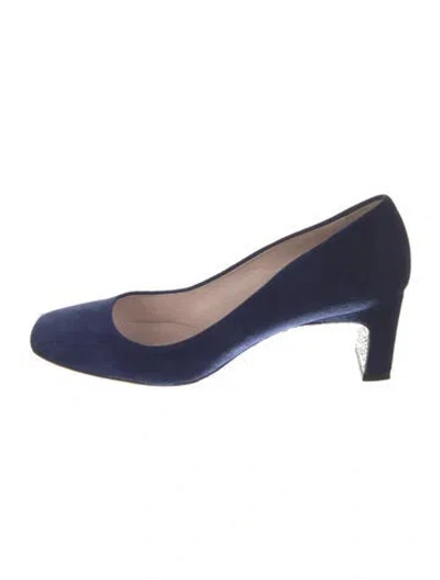 Pre-owned Miu Miu Suede Glitter Accents Pumps In Blue