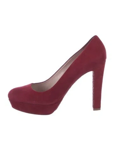 Pre-owned Miu Miu Suede Glitter Accents Pumps In Red