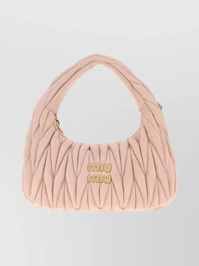 Miu Miu Suede Handbag With Quilted Top Handle