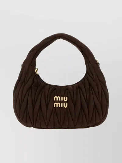 MIU MIU SUEDE HANDBAG WITH QUILTED TOP HANDLE