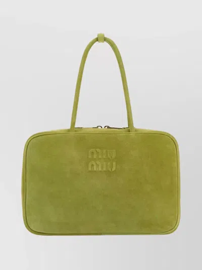 Miu Miu Suede Handbag With Top Handles And Rectangular Shape