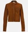 Miu Miu Jacke Aus Veloursleder In Braun