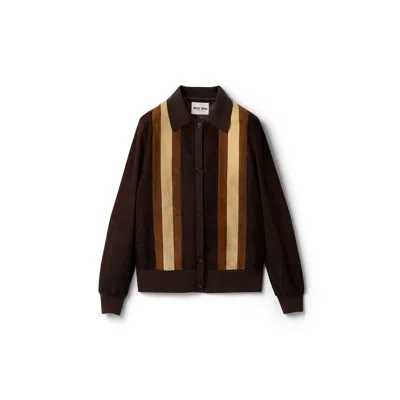 Miu Miu Suede Jacket In Brown