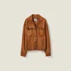 Miu Miu Suede Jacket In Cinnamon