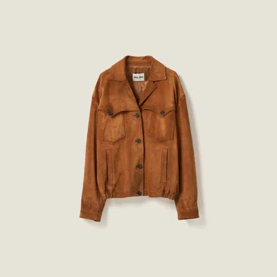 Miu Miu Suede Jacket In Cinnamon