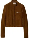Miu Miu Long Sleeve Zip Up Jacket With Collar In F0393 Green