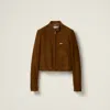 Miu Miu Suede Jacket In Olive Green