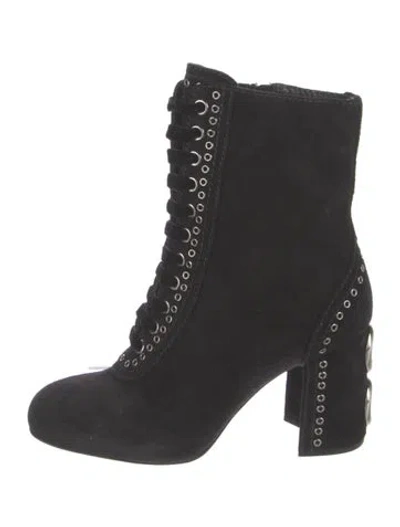 Pre-owned Miu Miu Suede Lace-up Boots In Black