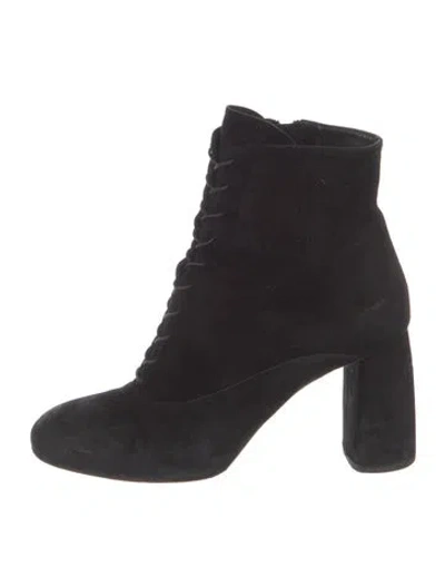 Pre-owned Miu Miu Suede Lace-up Boots In Black