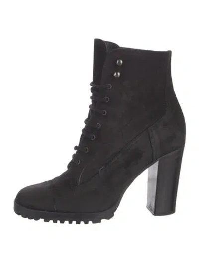 Pre-owned Miu Miu Suede Lace-up Boots In Black