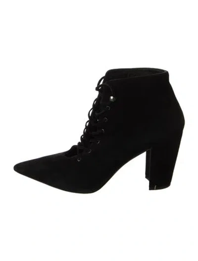 Pre-owned Miu Miu Suede Lace-up Boots In Black