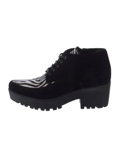 Pre-owned Miu Miu Suede Lace-up Boots In Black