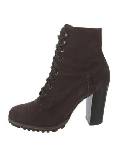Pre-owned Miu Miu Suede Lace-up Boots In Brown