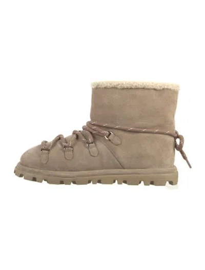 Pre-owned Miu Miu Suede Lace-up Boots In Neutral