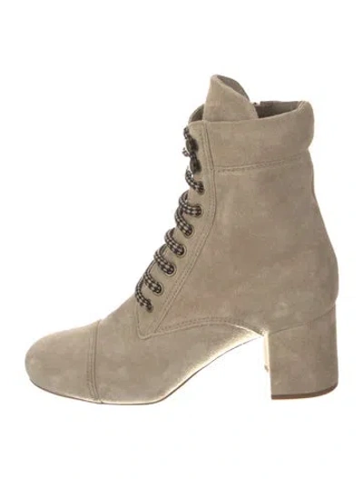 Pre-owned Miu Miu Suede Lace-up Boots In Neutral