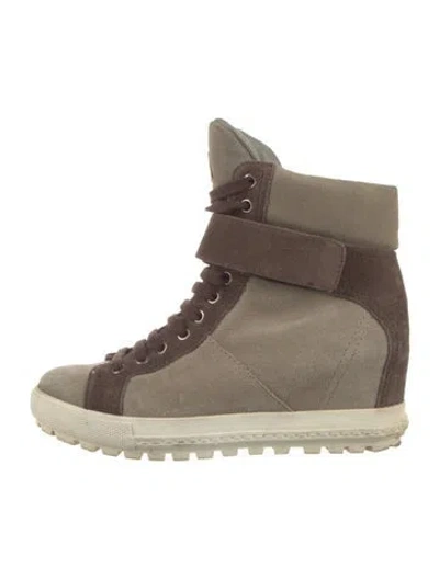 Pre-owned Miu Miu Suede Lace-up Boots In Neutral