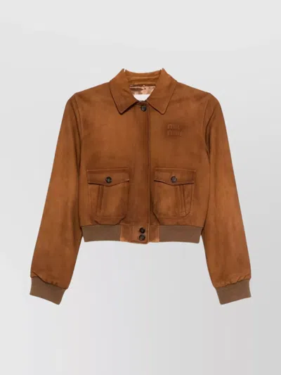 Miu Miu Capi In Pelle Camoscio Cerato In Brown