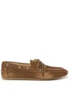 Miu Miu Logo-embossed Suede Loafers In Beige