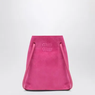 Miu Miu Suede Leather Pouch In Fuchsia Color Women