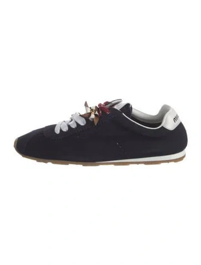Pre-owned Miu Miu Suede Leather Trim Embellishment Sneakers In Blue/white