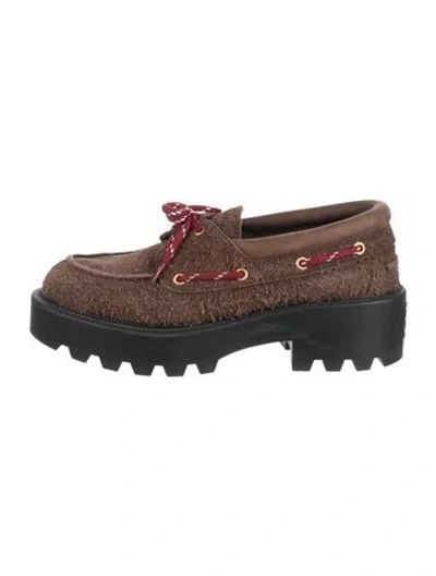 Pre-owned Miu Miu Suede Loafer Sneakers In Brown