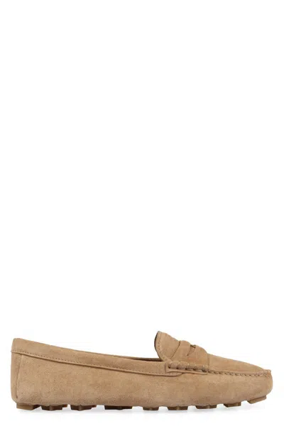 Miu Miu Suede Loafers In Beige