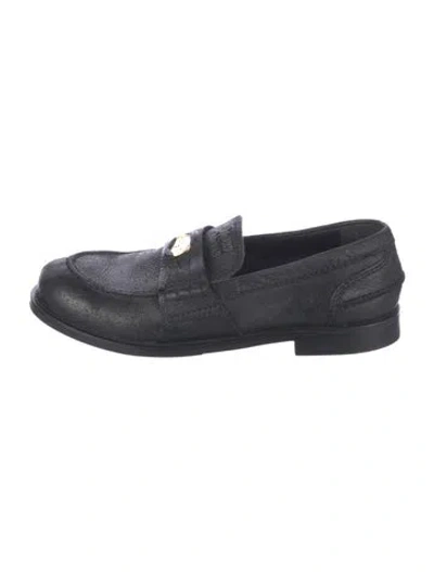 Pre-owned Miu Miu Suede Loafers In Black