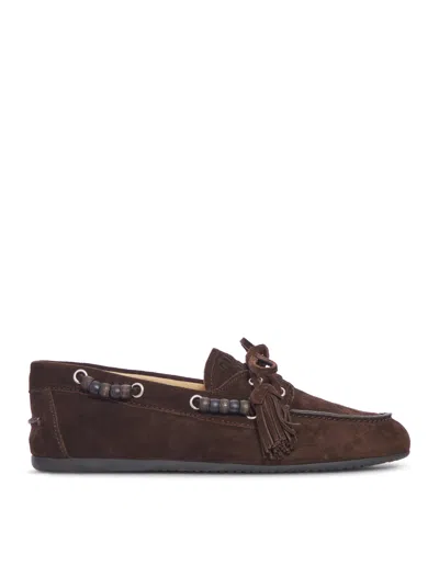 Miu Miu Suede Loafers In Brown