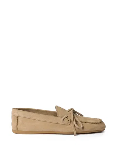 Miu Miu Suede Moccasin Loafers In Neutral