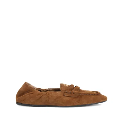 Miu Miu Luxurious Suede Leather Loafers For Women In Brown