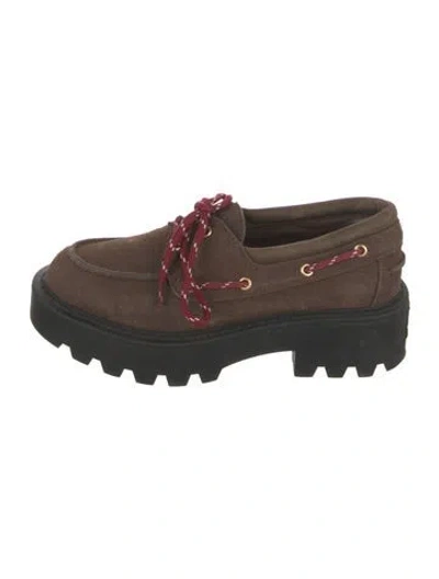 Pre-owned Miu Miu Suede Loafers In Brown
