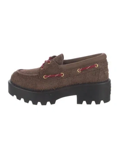 Pre-owned Miu Miu Suede Loafers In Brown