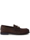 Miu Miu Leather Penny Loafers In Brown