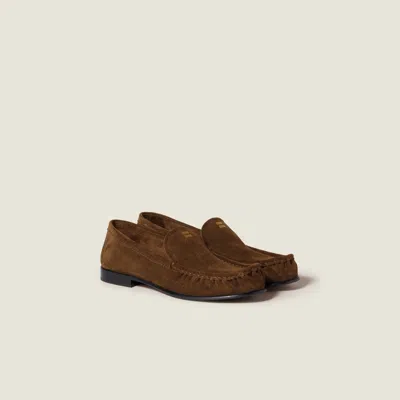 Miu Miu Suede Loafers In Brown