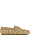 Miu Miu Suede Loafers Eyelet Detailing Moc Toe In Neutrals