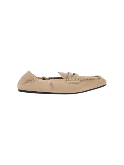 Miu Miu Suede Loafers In Sand